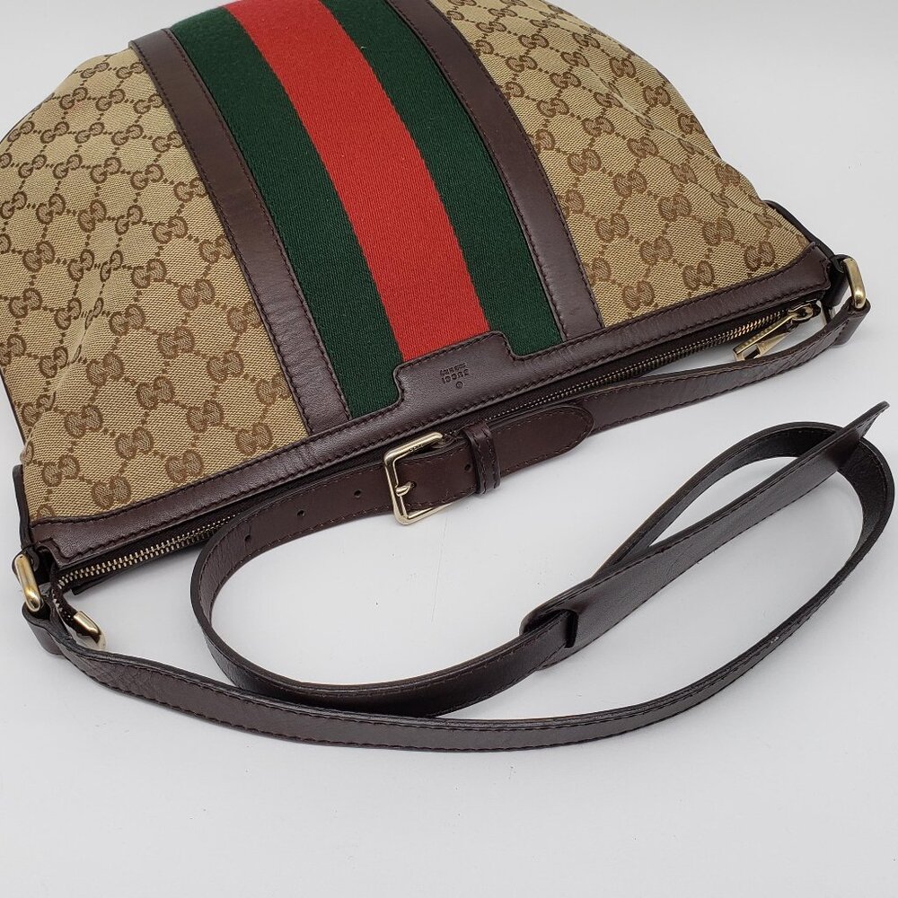 Authentic Gucci Ophidia GG Supreme Crossbody/Web Stripe Canvas Shoulder Bag - Picture 9 of 16